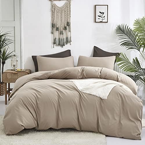 Cottonight Khaki Comforter Set King Cream Coffee Bedding Comforter Set