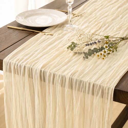 8 Pack Ivory Cream Cheesecloth Table Runner 120 Inch Boho Wedding