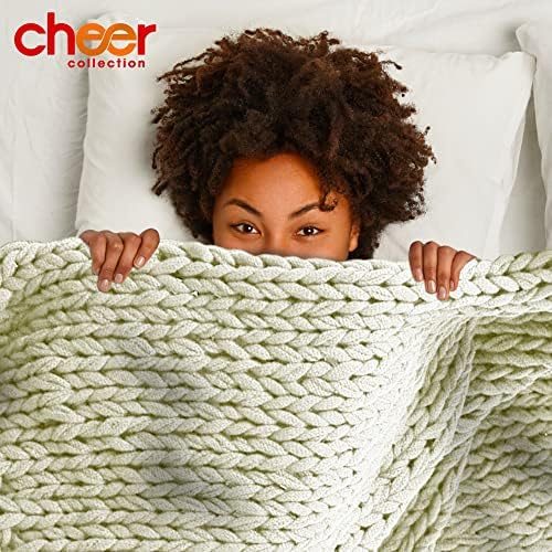 Cheer Collection Chunky Cable Knit Throw Blanket for Couch, Sofa