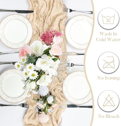10 Pack Beige Table Runner 10Ft 23 x 120 Inch Cheesecloth