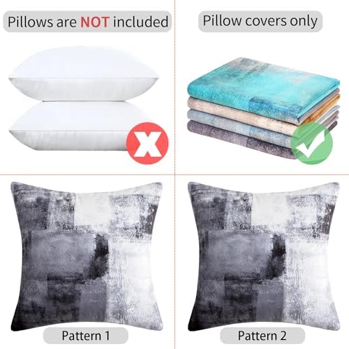 Modern Home Art Decor Throw Pillow Covers Black White 20 x 20 Set of 2
