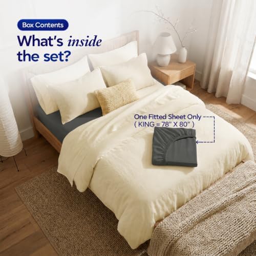 Egyptian Cotton King Fitted Sheet, Fits Upto 16" deep Pocket - Dark