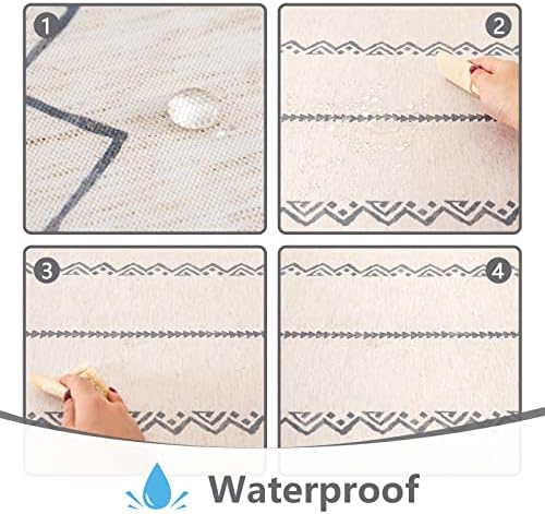 MYSKY HOME Boho Rectangle Tablecloth 60x120 in, Grey Waterproof Table