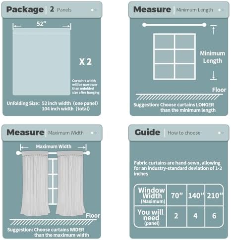 BGment Pure White Curtains 63 Inch Length 2 Panels Set for Bedroom
