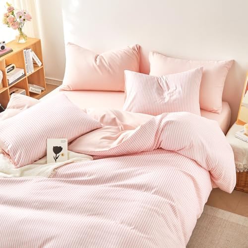 Wake In Cloud - Striped Cotton Duvet Cover Set, Ticking Stripe