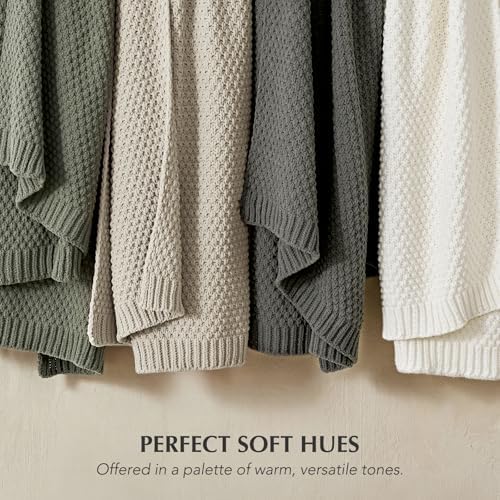 EVERGRACEHOME Chunky Chenille Knit Throw Blanket, 50 x 60, Charcoal