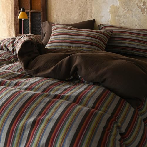 Striped Duvet Cover King Vintage Brown Comforter Cover King Size