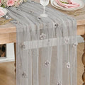 Artoid Mode Gray Flower Pearl Gray Gauze Table Runner 10FT, Seasonal