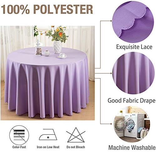 Round Tablecloths for Circular Table, Washable Table Cover, Polyester