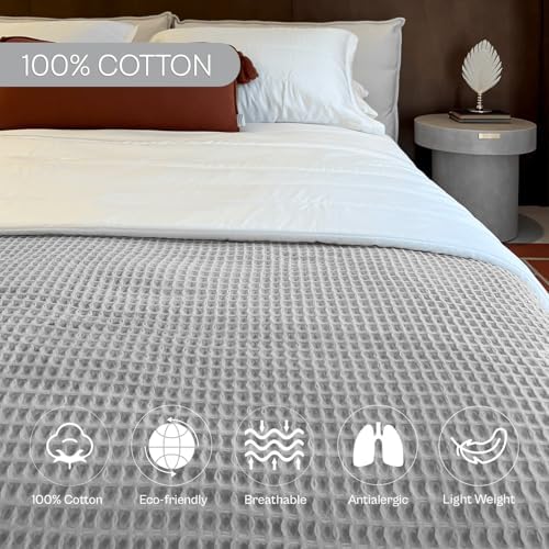 Spring by RosseTM Waffle Weave Bed Blanket | 350 GSM 100% Cotton