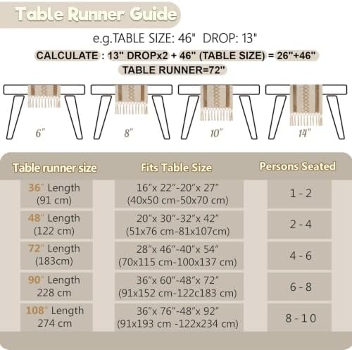 Baccessor Extra Long Boho Macrame Jute Table Runner with Tassels 12x90