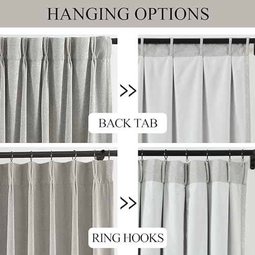 Vision Home Silver Grey Pinch Pleated Full Blackout Curtains Velvet
