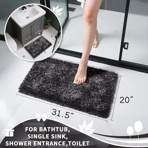 Yimobra Chenille Bathroom Rugs Non Slip, Extra Thick Soft Absorbent