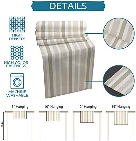 Teamery Table Runner for Kitchen Decor, Beige White and Brown Stripes