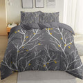 Printed Duvet Cover Set King Size - Grey 3 Pieces