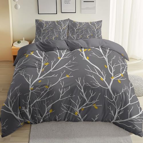 Printed Duvet Cover Set King Size - Grey 3 Pieces