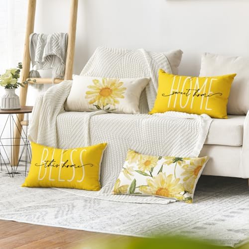 AVOIN colorlife Home Sweet Home Spring Summer Flowers Yellow Throw