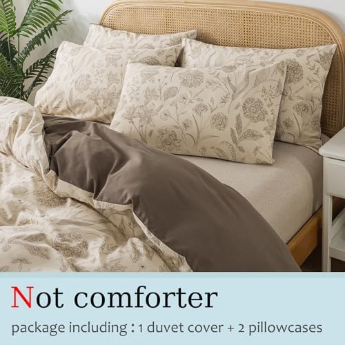 Zusbest Floral Duvet Cover Queen 100% Percale Cotton, Brushed for