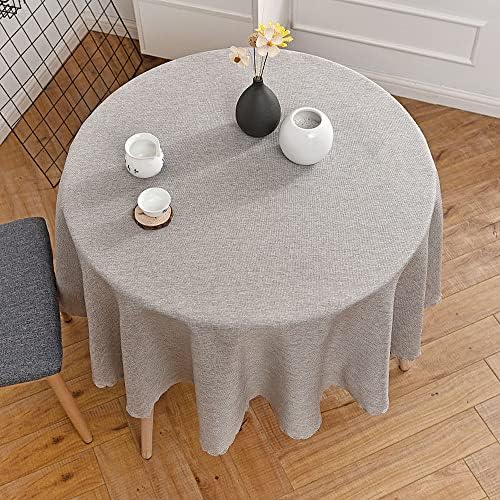 Round Tablecloth Linen Style Fabric Table Cloth Kitchen Dining Coffee