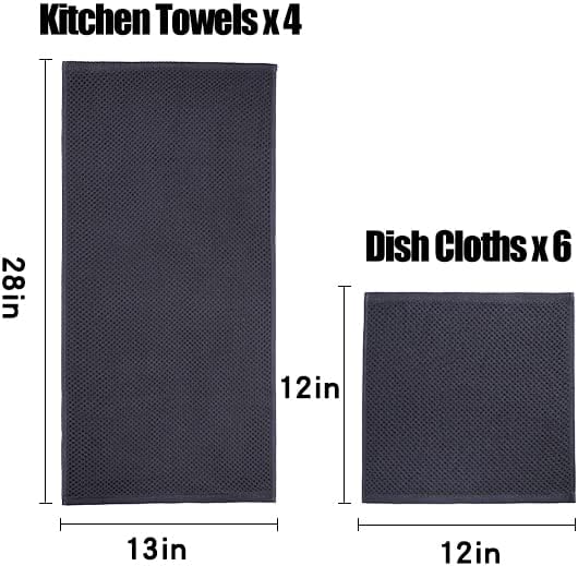 Homaxy Kitchen Towels and Dishcloths Set, 12 x 12 Inches and