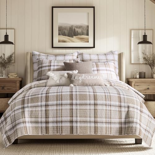 Levtex Home - Spencer Plaid Neutral - King Quilt (106x92in.) - Plaid