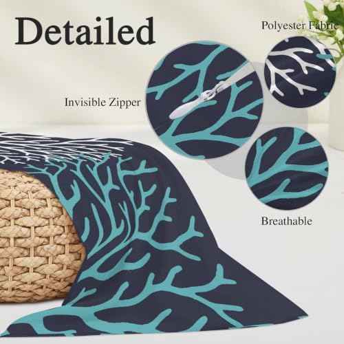 Turquoise White Coral Pillowcase 12x20 Inch Navy Blue Solid Color Soft