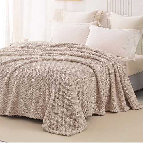 Whale Flotilla Soft Fleece King Size Bed Blanket, Camel