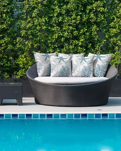 Outdoor Pillow Covers with Inserts,Starfish Coral Waterproof