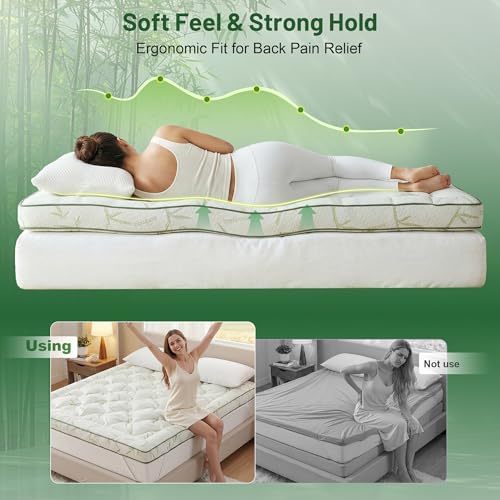 HomKdom 3 Inch Queen Mattress Topper, Pressure Relieving for Back &