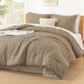 Litanika Taupe King Size Comforter Set, 3 Pcs Boho Tufted Bedding Set