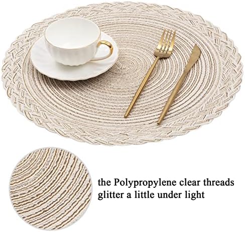 SHACOS Round Placemats Set of 6 Woven Round Table Mats 15 inch Braided