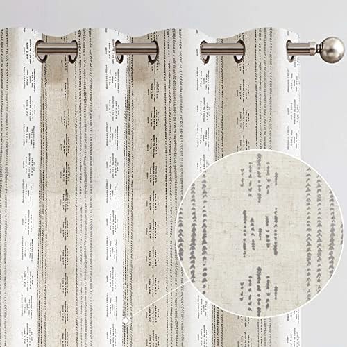 jinchan Linen Curtains Farmhouse Boho Drapes 63 Inch Grommet 2 Panels