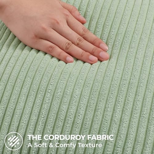 Mecatny Corduroy Decorative Throw Pillow Covers 22x22 Set of 2 Sage