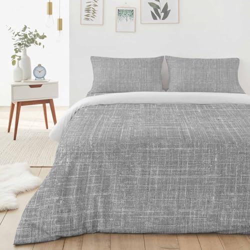 Linen Texture Full Duvet Cover Set - 4 Pcs Comforter Cover Bedding