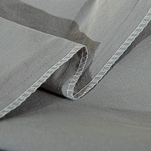 NTBAY King Ruffled Duvet Cover Set, Pieces Washed Cotton, Light Grey