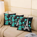 jejeloiu Eiffel Tower Throw Pillow Covers 22"x22" Set of 2 Paris Teal