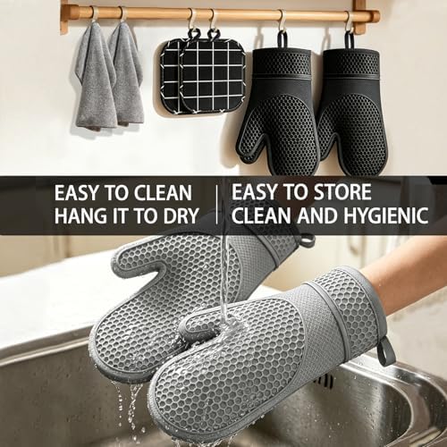 ISQ 6Piece Silicone Oven Mitts and Pot Holder Set Heat-Resistant up to