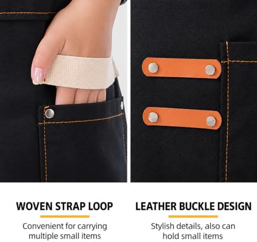 Twill Cotton Canvas Chef Aprons for Women Men with Large Pockets