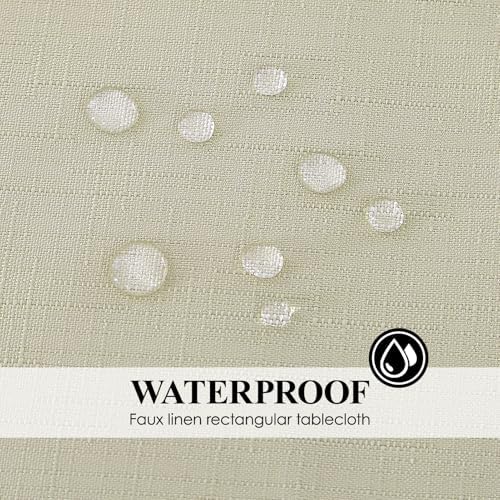 Faux Linen Rectangle Tablecloths 60x102in Beige Waterproof 1 Pack