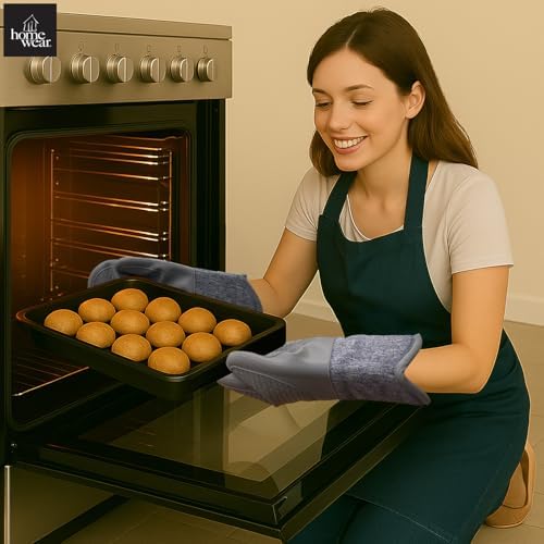 Homewear Marlow Silicone Extra Long Oven Mitt 2 Piece Set, Heat and