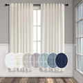 Natural Linen Bedroom Curtains 63 Inch Length 2 Panels Back Tab Rod