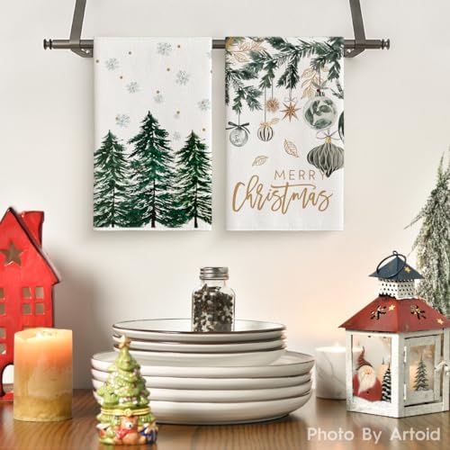 Artoid Mode Green Ornament Christmas Kitchen Towels Set of 4 18x26