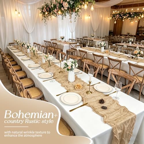 10 Pack Beige Table Runner 17 x 108inch Cheesecloth Table Runner