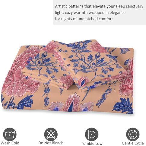 Queen Duvet Cover Set Children's Design Floral Texture Soft Microfiber