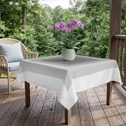Square Tablecloth, Gray Gradient Color Block Waterproof Table Cloth