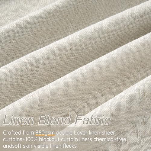 Topfinel Full Black Out Grey Beige Pinch Pleated Curtains 84 Inch 2