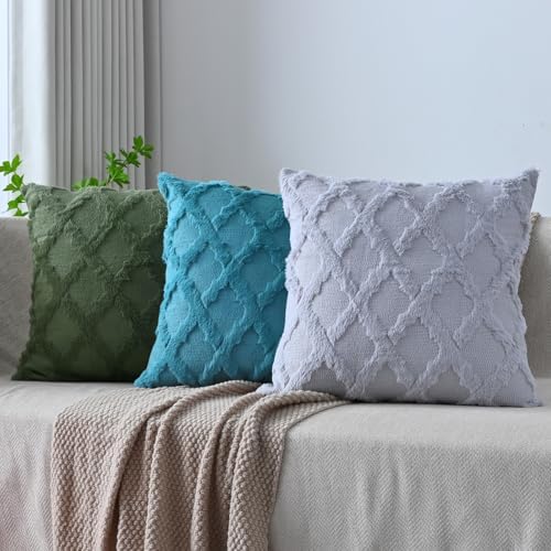 Set of 2 Soft Moroccan Throw Pillow Covers 20x20 Inch Plush Boho
