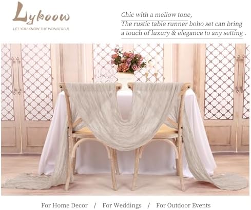 24 Packs Taupe Table Runner, Charming Cheesecloth Table Runner 17 x