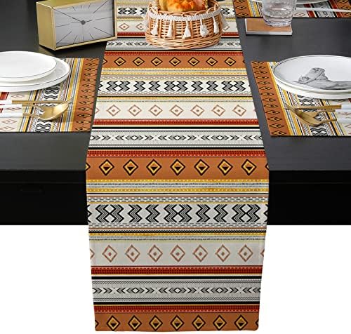 Farmhouse Boho Table Mats Set of 4 With Table Runner 90 Inches