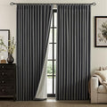 IVAPUPU Dark Grey Pinch Pleated Full Blackout Linen Curtains 84 Inch